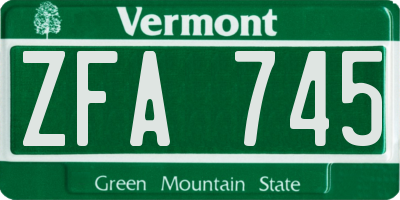 VT license plate ZFA745