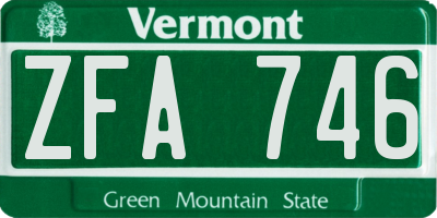 VT license plate ZFA746