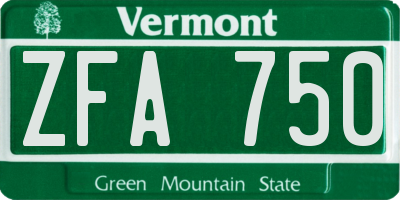 VT license plate ZFA750