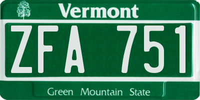 VT license plate ZFA751