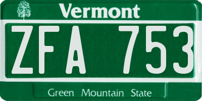 VT license plate ZFA753