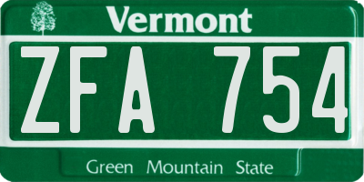 VT license plate ZFA754