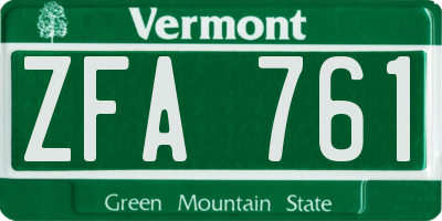 VT license plate ZFA761