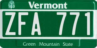 VT license plate ZFA771
