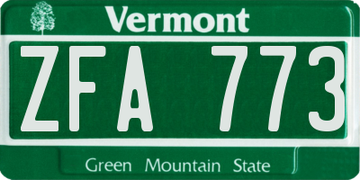 VT license plate ZFA773