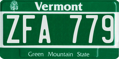 VT license plate ZFA779