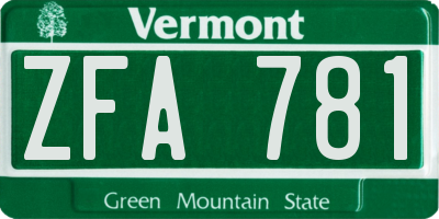 VT license plate ZFA781