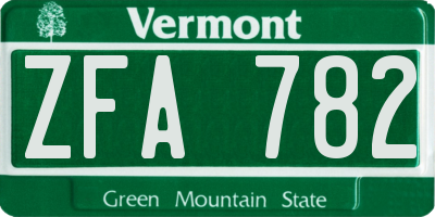 VT license plate ZFA782