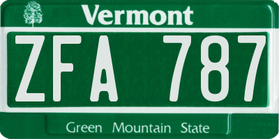 VT license plate ZFA787