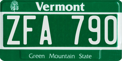 VT license plate ZFA790