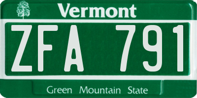 VT license plate ZFA791