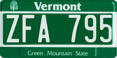 VT license plate ZFA795