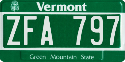 VT license plate ZFA797
