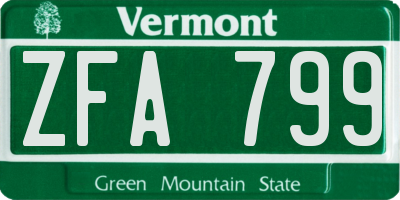 VT license plate ZFA799