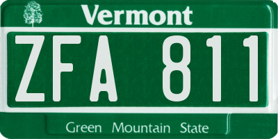 VT license plate ZFA811