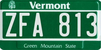 VT license plate ZFA813