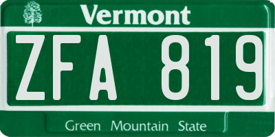 VT license plate ZFA819