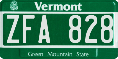 VT license plate ZFA828
