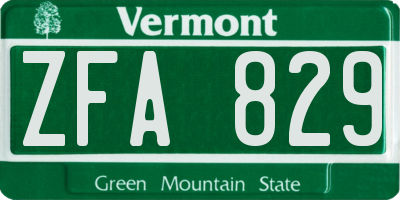 VT license plate ZFA829
