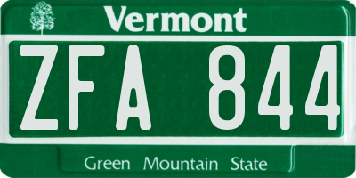 VT license plate ZFA844