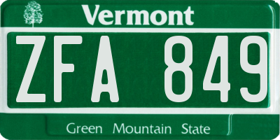 VT license plate ZFA849