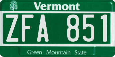 VT license plate ZFA851