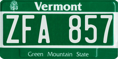 VT license plate ZFA857