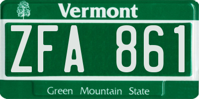 VT license plate ZFA861