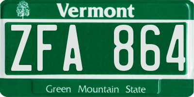 VT license plate ZFA864