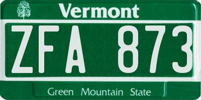 VT license plate ZFA873