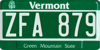 VT license plate ZFA879