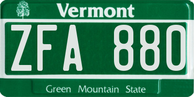 VT license plate ZFA880
