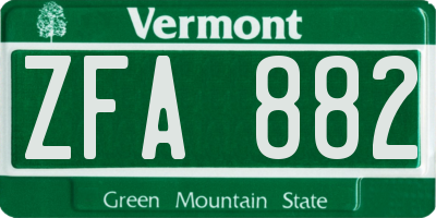 VT license plate ZFA882