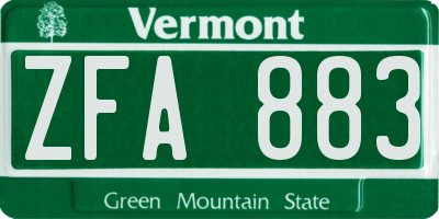 VT license plate ZFA883