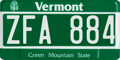 VT license plate ZFA884