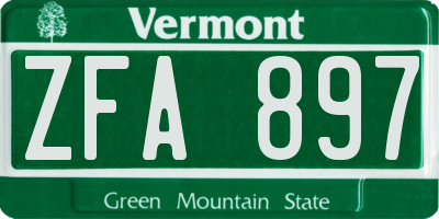 VT license plate ZFA897
