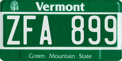 VT license plate ZFA899