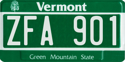 VT license plate ZFA901