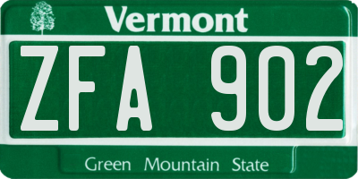 VT license plate ZFA902