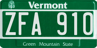 VT license plate ZFA910