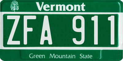 VT license plate ZFA911