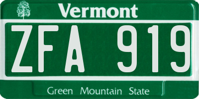 VT license plate ZFA919