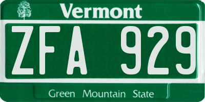 VT license plate ZFA929