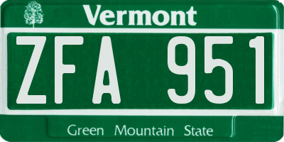 VT license plate ZFA951