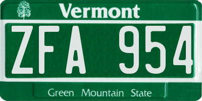 VT license plate ZFA954