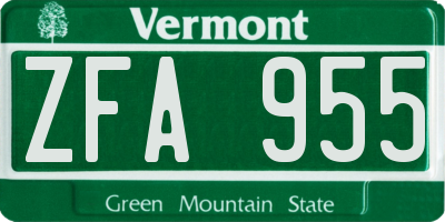 VT license plate ZFA955