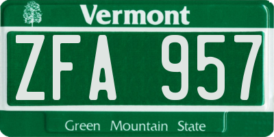 VT license plate ZFA957