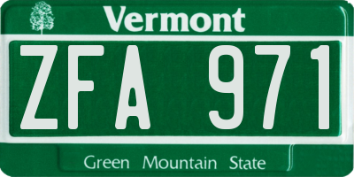 VT license plate ZFA971