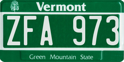 VT license plate ZFA973