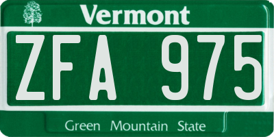 VT license plate ZFA975